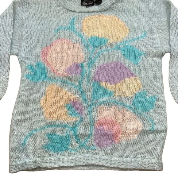Vintage 80’s Renee Tener Blue Pastel Floral Mohair Blend Sweater Size Medium - Picture 10 of 14